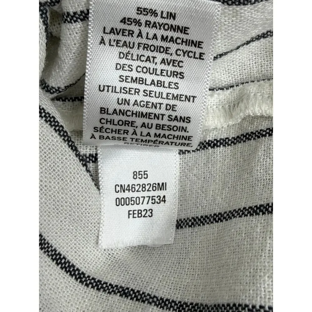 Caslon Stripe Long Sleeve Linen Blend Shirt Dress Sz XL Shift Neutral Minimalist - Picture 7 of 10